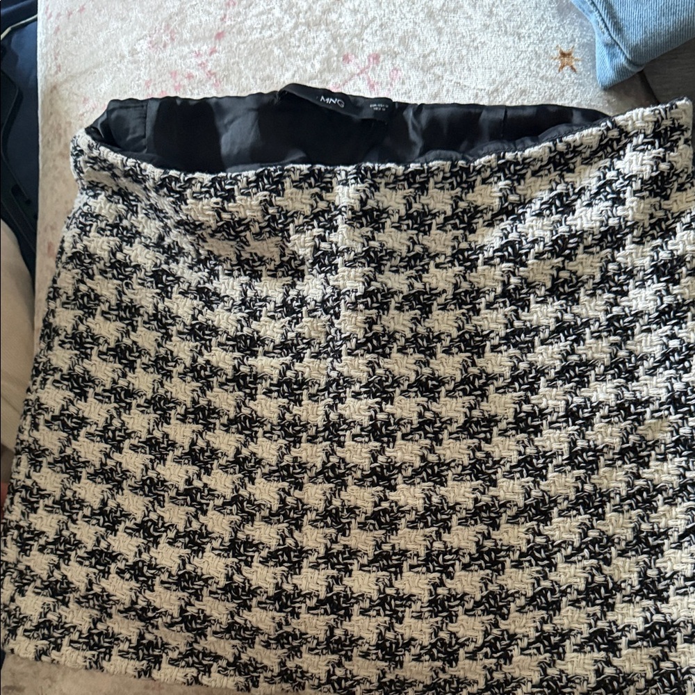 Mango Black and White Houndstooth Mini Skirt